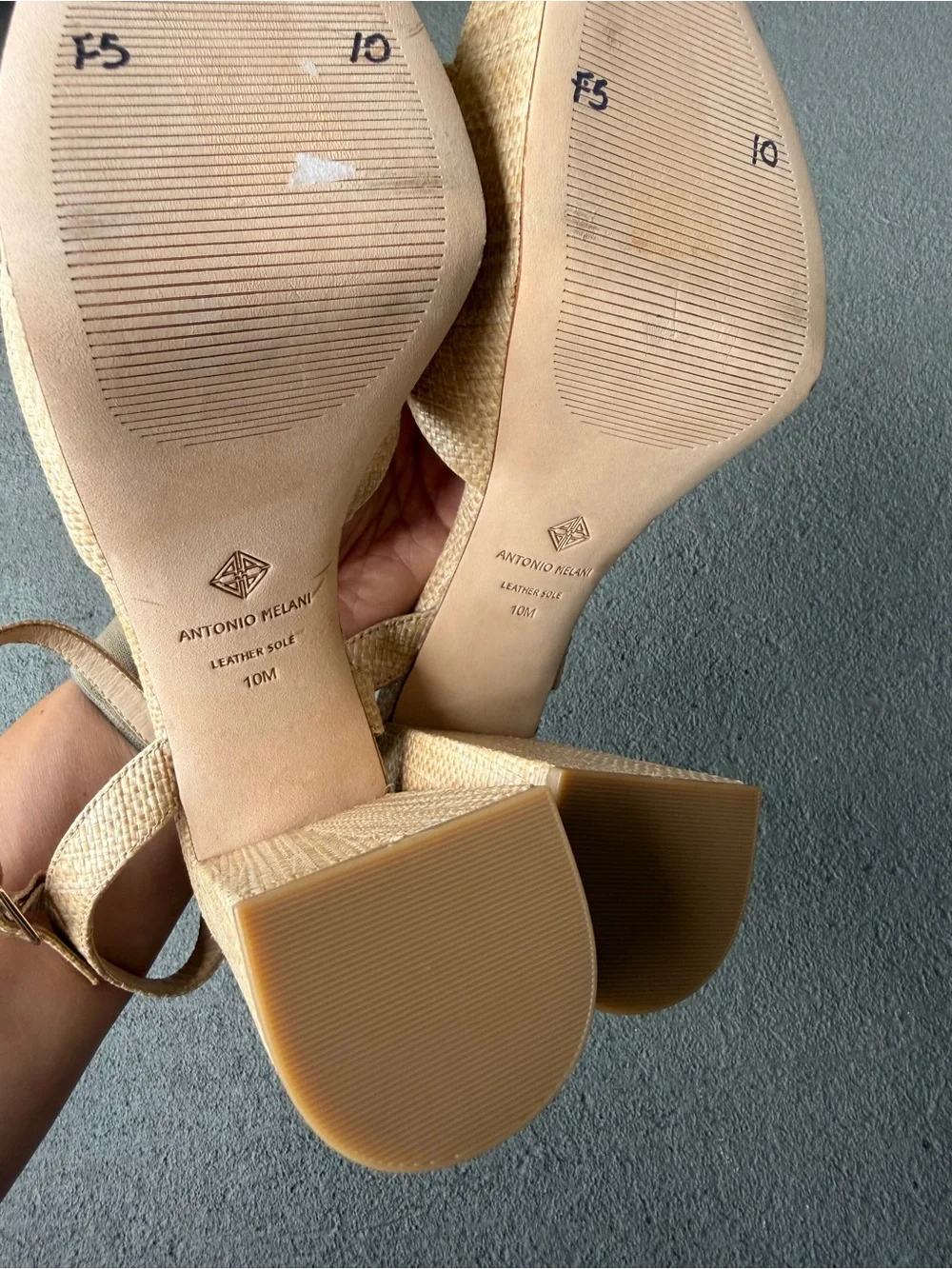 ANTONIO MELANI Bonny Raffia Platform Block Heel Sandals Sz 10M NWOB